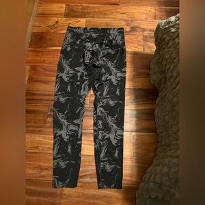 Gymshark Marble Print Leggings Black Gray | Women’s XL High Rise Workout Tights